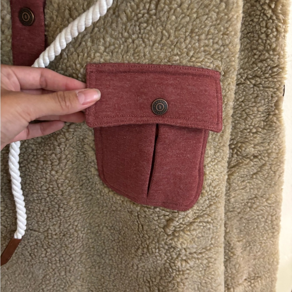 NWT Wanakome Women’s XXL Tan and Brown Fleece Hoodie Teddy Sweatshirt - Picture 7 of 9